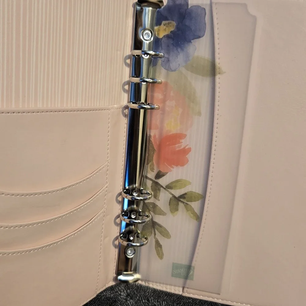 Stampin' Up! Floral 6 Ring Planner Binder Organizer Faux Leather Magnet Closure